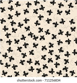 Vector seamless pattern. Randomly disposed butterflies. Cute background for print on fabric, paper, scrapbooking. Modern graphic design. Hipster creative tileable print