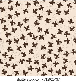 Vector seamless pattern. Randomly disposed butterflies. Cute background for print on fabric, paper, scrapbooking. Modern graphic design. Hipster creative tileable print Two colors
