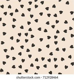 Vector seamless pattern. Randomly disposed hearts. Cute background for print on fabric, paper, scrapbooking. Modern graphic design. Hipster creative tileable print Two colors 