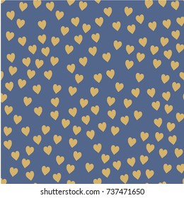 Vector seamless pattern. Randomly disposed hearts. Cute background for print on fabric, paper, scrapbooking. Modern graphic design. Creative print