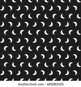 Vector seamless pattern. Randomly spaced crescents. Abstract geometric background.