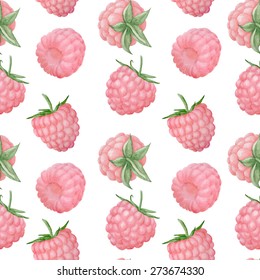 Vector seamless pattern with raspberries. 