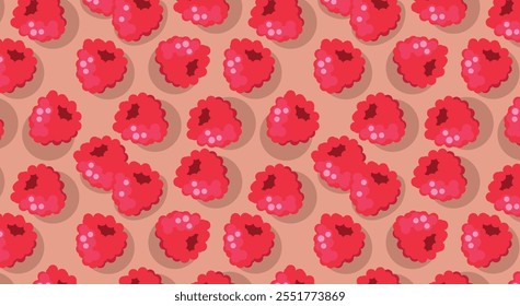 Vector seamless pattern with raspberries. Simple berry pattern. Raspberry jam. For the design of banners, banners, posters.