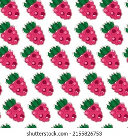 Vector seamless pattern with raspberry in flat style.