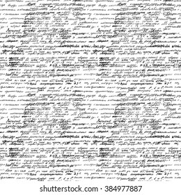 Vector seamless pattern with real hand written text on white paper. Lectures archives on different science, geometry, math, physics, electronic engineering subjects. Natural hand writing style.