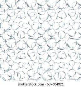 Vector seamless pattern with realistic bubbles. Abstract background. Monochrome backdrop.