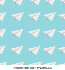 Vector seamless pattern of realistic flying origami paper planes. Can be used for wallpaper wrapping paper textile fabric prints card or banner template or for any other different use. 