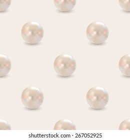 vector seamless pattern of realistic golden pink pearls