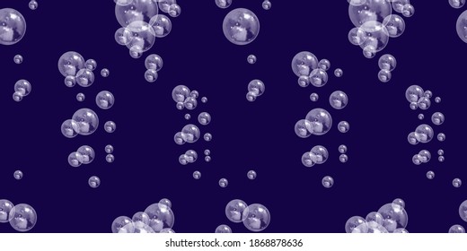 Vector Seamless Pattern, Realistic Transparent Bubbles, Underwater Background, Bubble Illustration, Shiny Spheres.