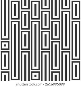 Vector seamless pattern with rectangles. Geometric tiles seamless pattern. Geometric shapes pattern. Black geometric shapes isolated on white background. Black and white vector pattern.