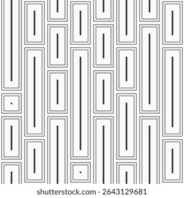 Vector seamless pattern with rectangles. Geometric tiles seamless pattern. Geometric shapes pattern. Black geometric shapes isolated on white background. Black and white vector pattern.