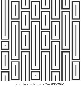 Vector seamless pattern with rectangles. Geometric tiles seamless pattern. Geometric shapes pattern. Black geometric shapes isolated on white background. Black and white vector pattern.