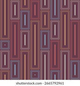 Padrão de vetor sem emenda com retângulos. Padrão sem emenda de telhas geométricas. Padrão de formas geométricas de linha. Formas geométricas isoladas por cores. Padrão de vetor de cores.