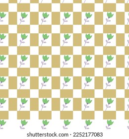 Vector seamless pattern with rectangles and small flowers.