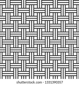 Vector seamless pattern of rectangular stripes. Modern stylish texture. Geometrical lattice. Straight lines. Intertwined bands. Monochrome illustration.