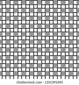 Vector seamless pattern of rectangular stripes. Modern stylish texture. Geometrical lattice. Straight lines. Intertwined bands. Monochrome illustration.