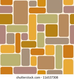 Vector seamless pattern with rectangular tiles. Abstract ornamental illustration with stylized covering, stonework and mosaic. Traditional architectural graphic drawing background for print and web