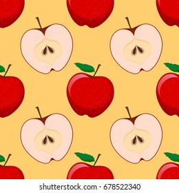 Vector seamless pattern with red apples. Beautiful exotic collection for your design in minimal style. Perfect for fabric, textile, wrapping paper and other decoration.