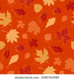 vector seamless pattern with red autumn leaves