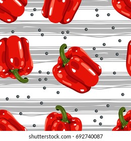 Vector seamless pattern with red bell pepper