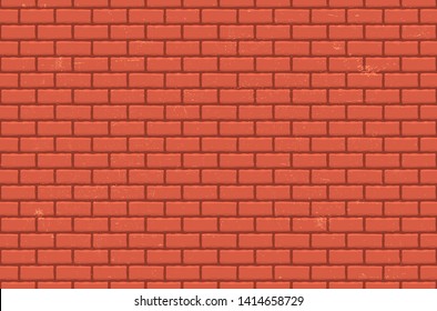 Vector Seamless Pattern of Red Bricks Wall. Brickwork Illustration. Old Stones Background