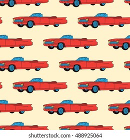 Vector seamless pattern with red cars