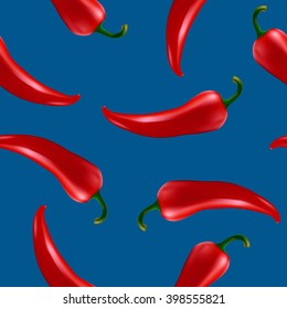 Vector seamless pattern with red chilli pepper