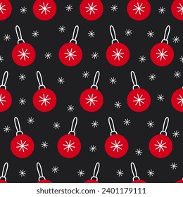 Vector seamless pattern with red Christmas balls