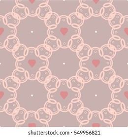 Vector seamless pattern. Red color. Endless texture can be used for printing onto fabric and paper or scrap booking. Valentines day background for invitation.