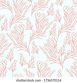 Vector seamless pattern with red coral. Good for textile, wallpapers, paper for art and craft.