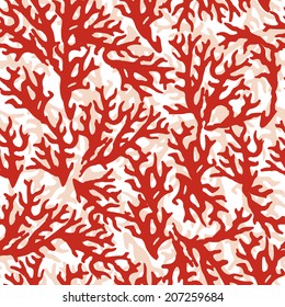 Vector seamless pattern with red coral. Good for textile, wallpapers, paper for art and craft.