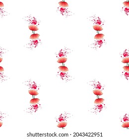 Vector seamless pattern with red flowers on a white background. Use in fabric, wrapping paper, wallpaper, bags, clothes, dishes, cases on smartphones and tablets.