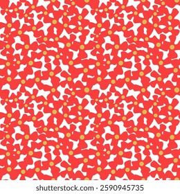 Vector seamless pattern with red flowers. Juicy and memorable.