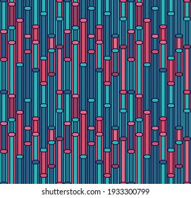 vector seamless pattern in red and green colours with geometric form and bold lines