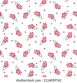 Vector seamless pattern with red hearts on a white background. Valentine print.