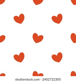 Vector seamless pattern with red hearts for Valentine’s Day 