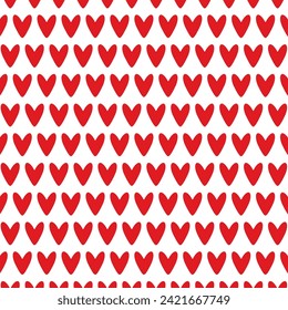 Vector seamless pattern with red hearts for valentines day, woman's day, wedding invitation, fabric, wallpaper, textile, apparel, wrapping.. Vector card.