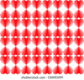 Vector. Seamless pattern with red hearts on a white background for decoration, design, business, greeting cards, print. Template for design textile, backgrounds, wrappers, package 