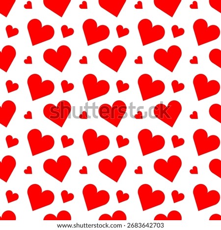 Vector Seamless Pattern with Red Hearts for Valentine's Day, Endless pattern with hearts, great for packaging, textiles, printing
