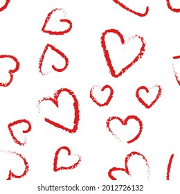 Vector of seamless pattern with red hearts.Doodle style