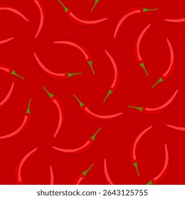 Vector seamless pattern with red hot chili peppers. Chili peppers background. Vector illustration