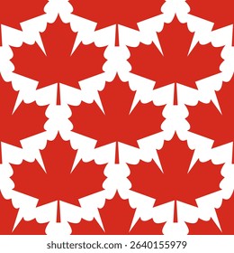 Vector seamless pattern with red maple leaf. Canada Day background