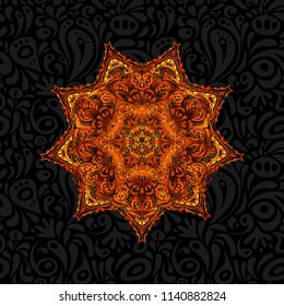 Vector seamless pattern with red, orange and brown vintage ornaments.