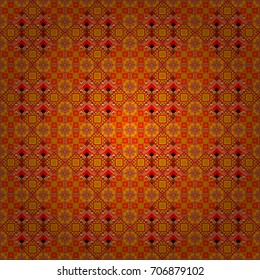 Vector seamless pattern in red, orange and brown colors. Abstract brushed squares textured background.