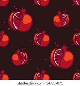 Vector seamless pattern with red pomegranates