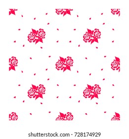 Vector - Seamless pattern red rose with leaves isolated on white background. Can be use decorate for fabric, paper, print, web or any card.