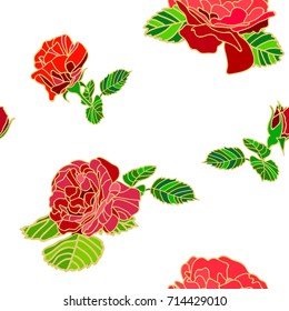 vector seamless pattern with red roses for invitations, greeting cards, banner, printing on fabric