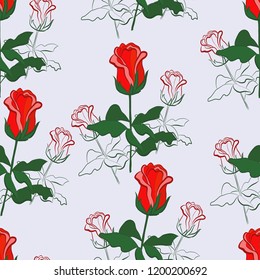 Vector of seamless pattern with red rouses and green leaves for wallpaper,textile or wedding design
