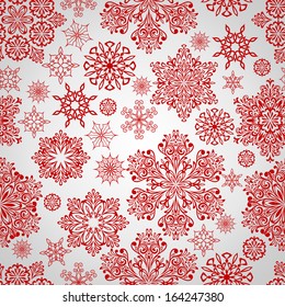 Vector seamless pattern with red snowflakes, seamless pattern in swatch menu