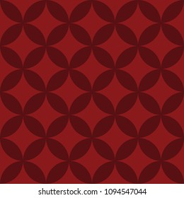Vector seamless pattern. red squares are surrounded by circles. Red diamond. Retro style